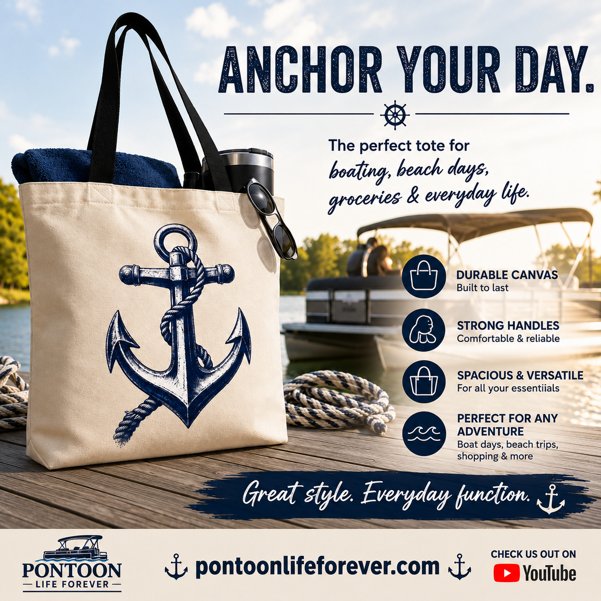 Anchor Your Day Tote Bag (NAVY)