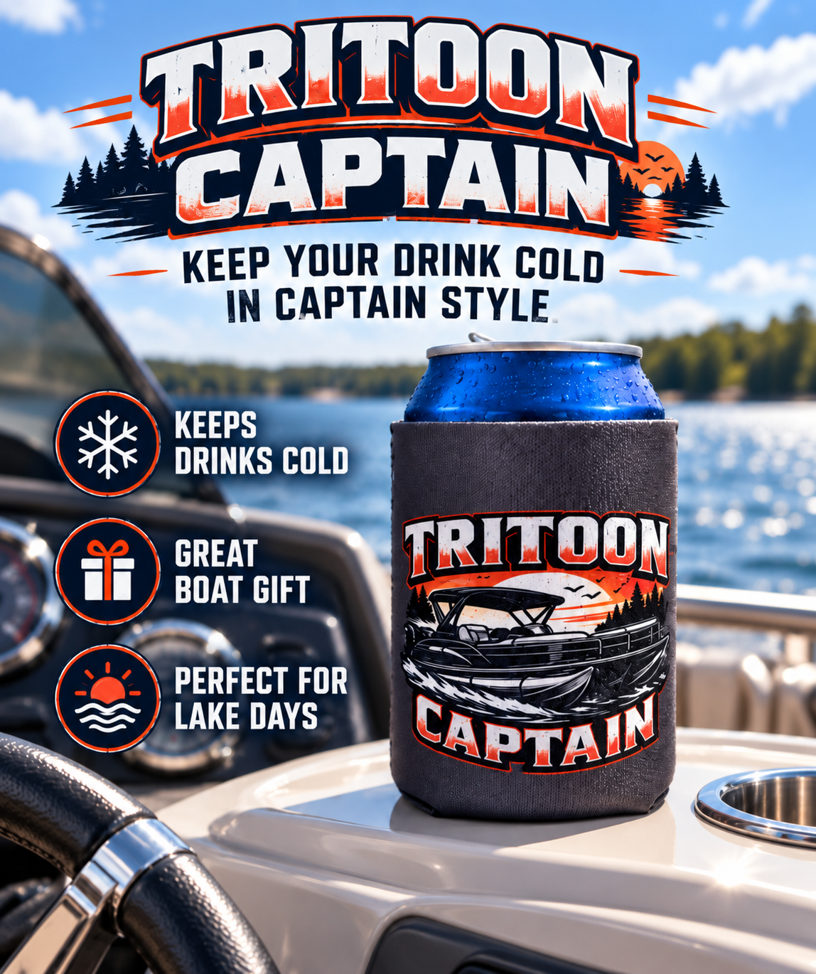 Tritoon Captain Can Cooler Sleeve