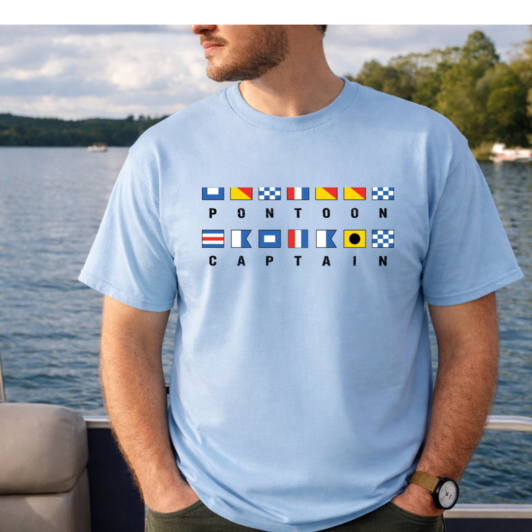 Pontoon Captain Nautical Flags Tee