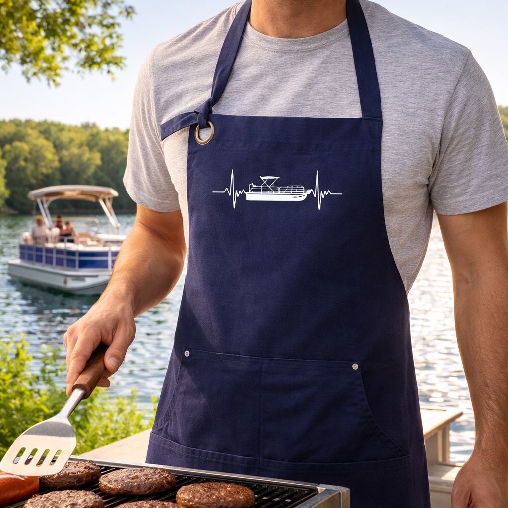 Pontoon Heartbeat Apron – Grillin’ Where It Matters
