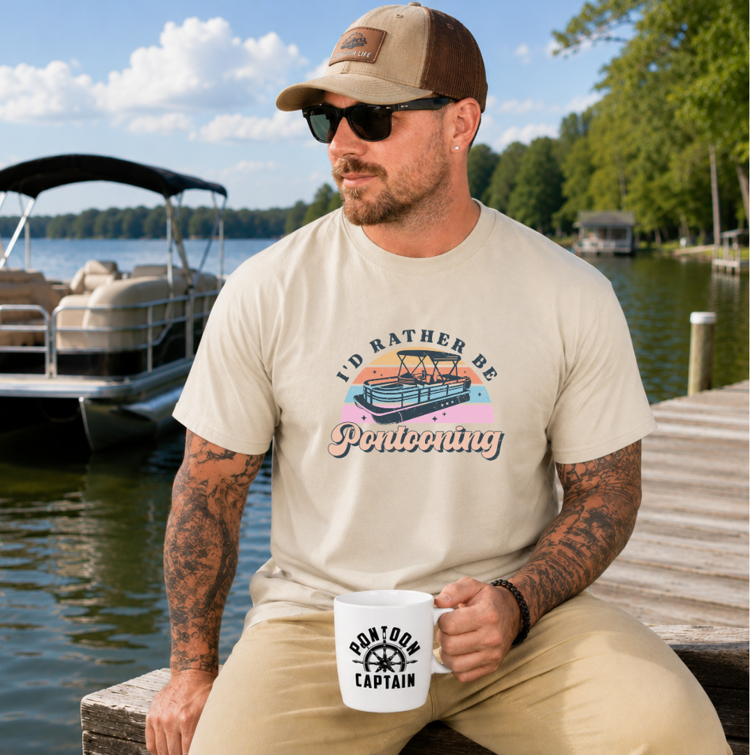 “I’d Rather Be Pontooning” Classic Tee Vanilla